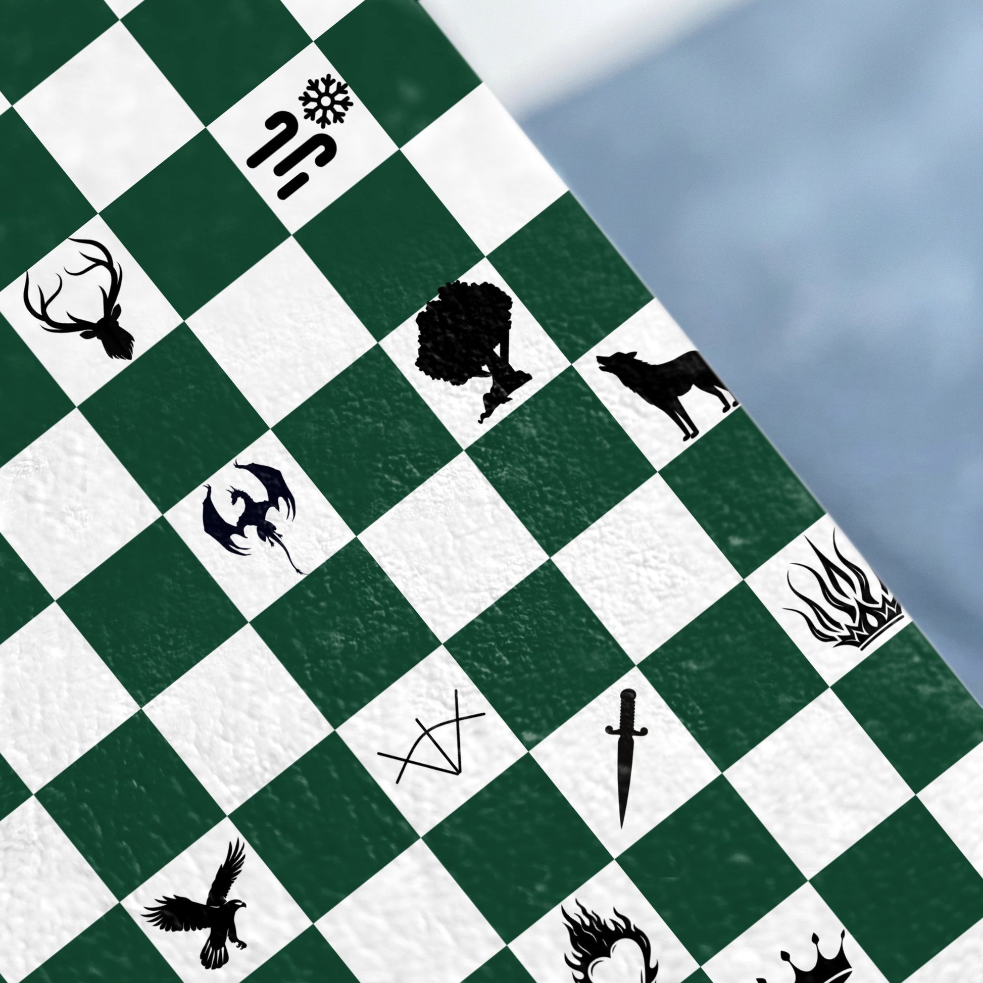 Iconic Fantasy House Symbols Checkerboard Green White product type