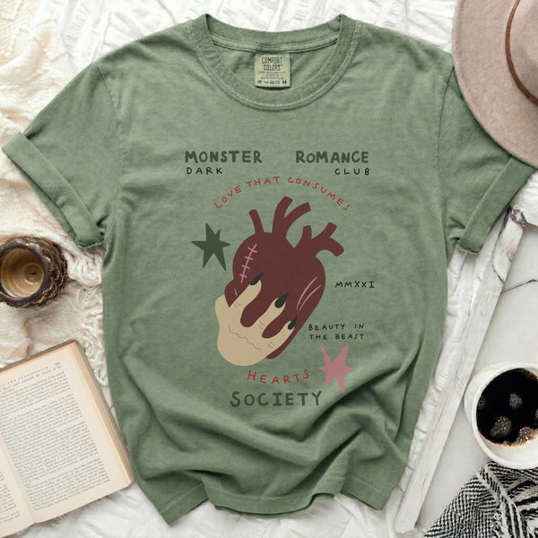 Monster Romance Club Stitched Souls Tee in Moss