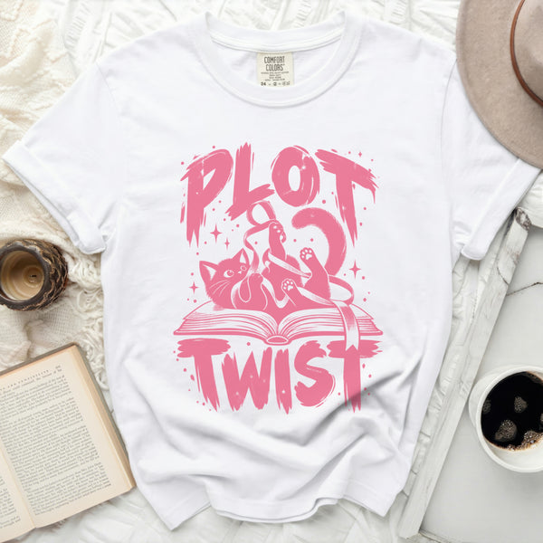 Plot Twist Cat Tee in White