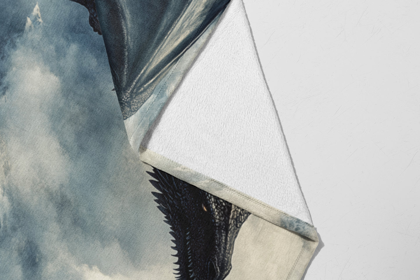 Majestic Dragon Illustration with Cloudy Sky Print