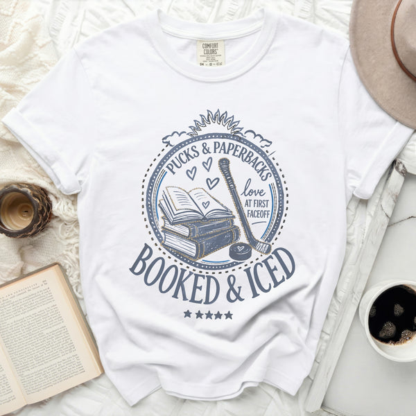 Booked & Iced Hockey & Books Tee in White