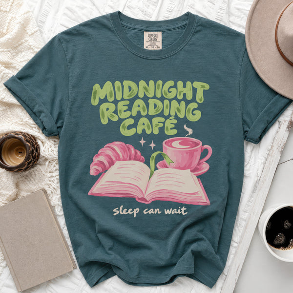 Midnight Reading Cafe Tee in Blue Spruce