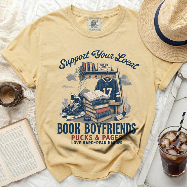 Local Book Boyfriends & Pucks Tee in Butter