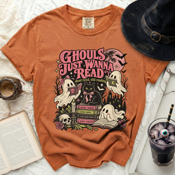 Ghouls Wanna Read Tee in Yam
