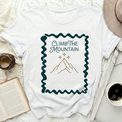 Climb The Mountain Scenic Peaks Wavy Frame T-Shirt
climb the mountain
mountain design
adventure tee
inspirational shirt
nature lover
outdoor life
graphic t-shirt
wavy frame
mountain peaks
star accent
white t-shirt
minimalist design
journey tee
explore nature
wanderlust shirt
uplifting message
custom t-shirt
unique design
stamp style
goal setter