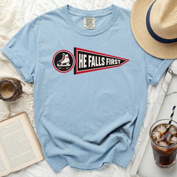 He Falls First Vintage Tee in Chambray