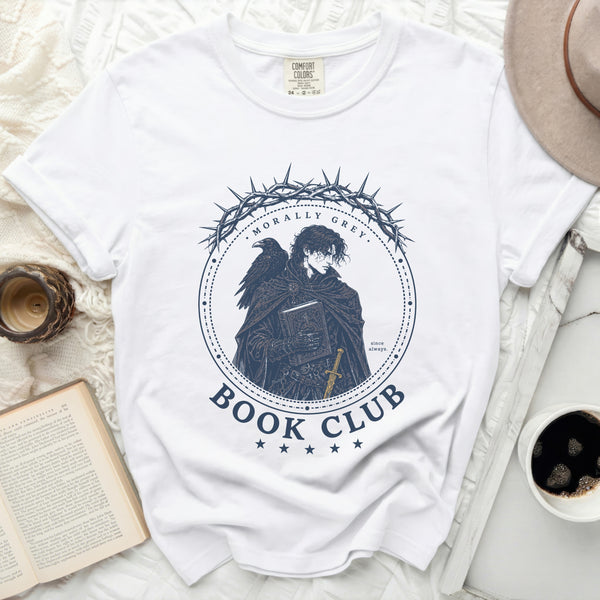 Morally Grey Book Club Shades of Story Tee in White