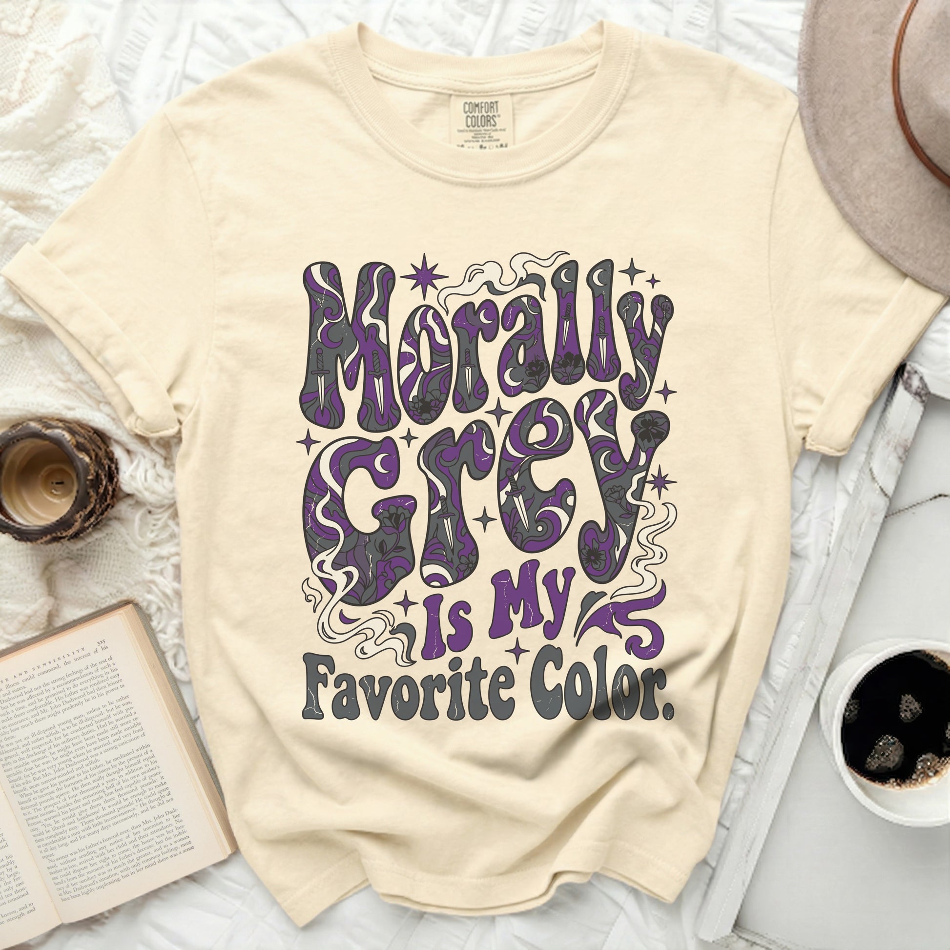 Morally Grey is My Favorite Color graphic tee.