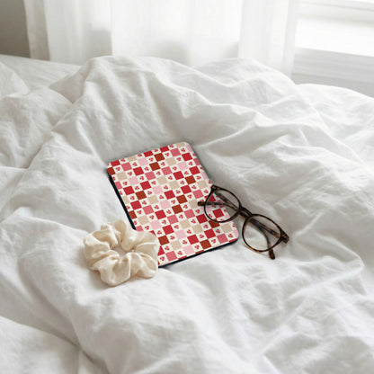 Red Checkered iPad Case with Small Flower Details