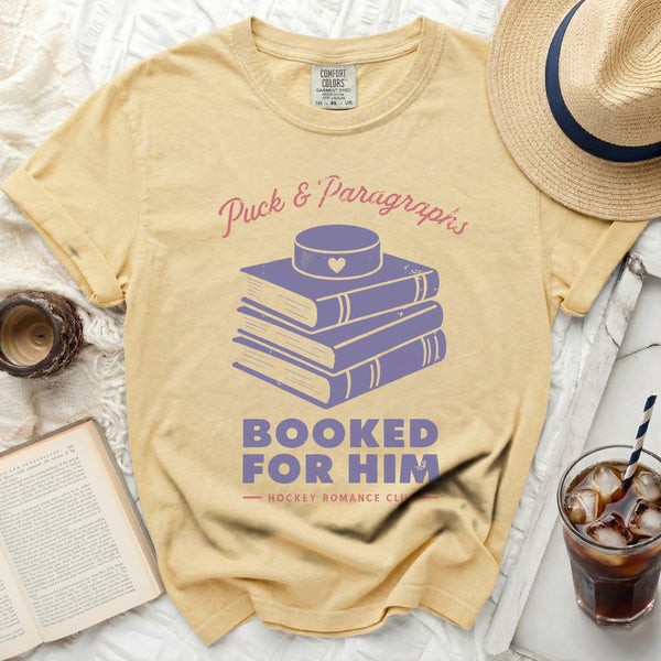 Puck & Paragraphs Hockey Romance Tee in Butter