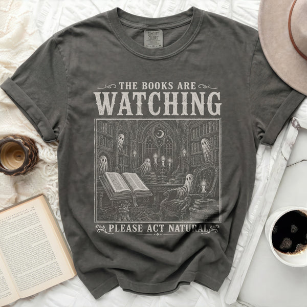 Books Watching Tee in Pepper
