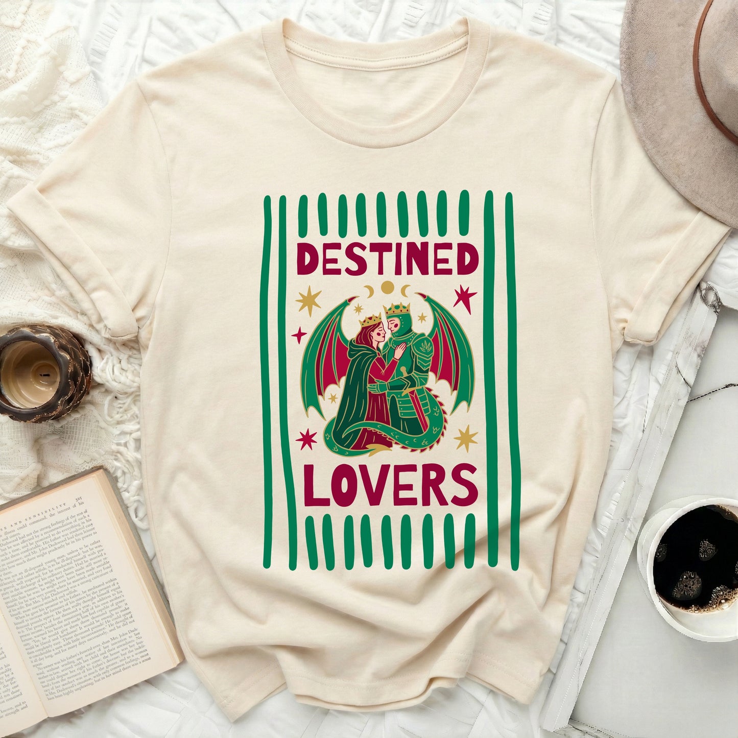 DESTINED LOVERS Dragon Queen Couple Fantasy T-Shirt
Destined Lovers, Dragon Queen, Fantasy Couple, Romantic Apparel, Mystical Design, Royal Theme Tee, Medieval Fantasy, Stars Moon Art, Crowned Figures, Graphic TShirt, Unique Present, Beige TShirt, Cream Clothing, Red Green Gold, Couple Matching, Mythical Creature, Enchanted Lovers, Aesthetic Style, Illustrated Tee, Love Story Shirt