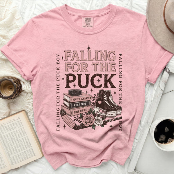 Falling For The Puck Boy Romance Novel Tee in Blossom