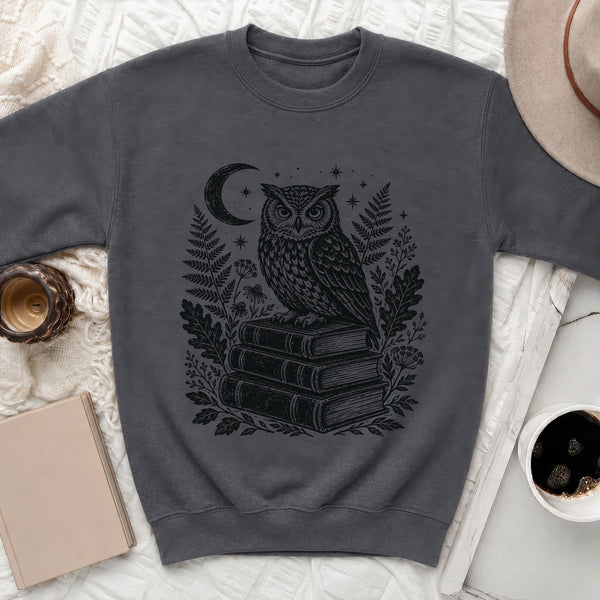 Enchanted Sage Owl Sweatshirt in Dark Heather