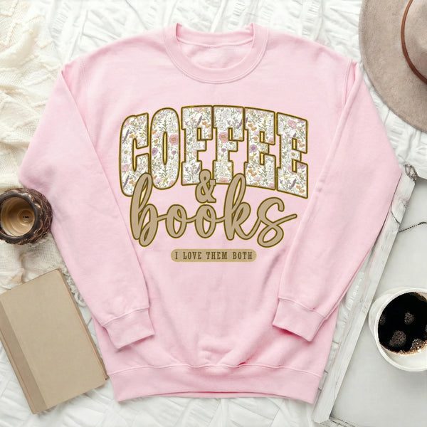 COFFEE & books Sweatshirt in Light Pink