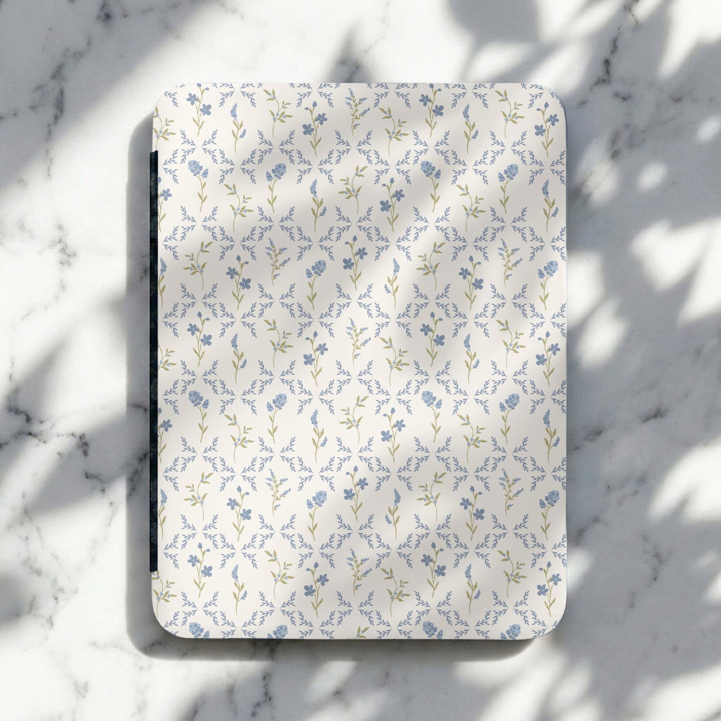 Vintage Blue Floral Pattern Minimalist Design Notebook