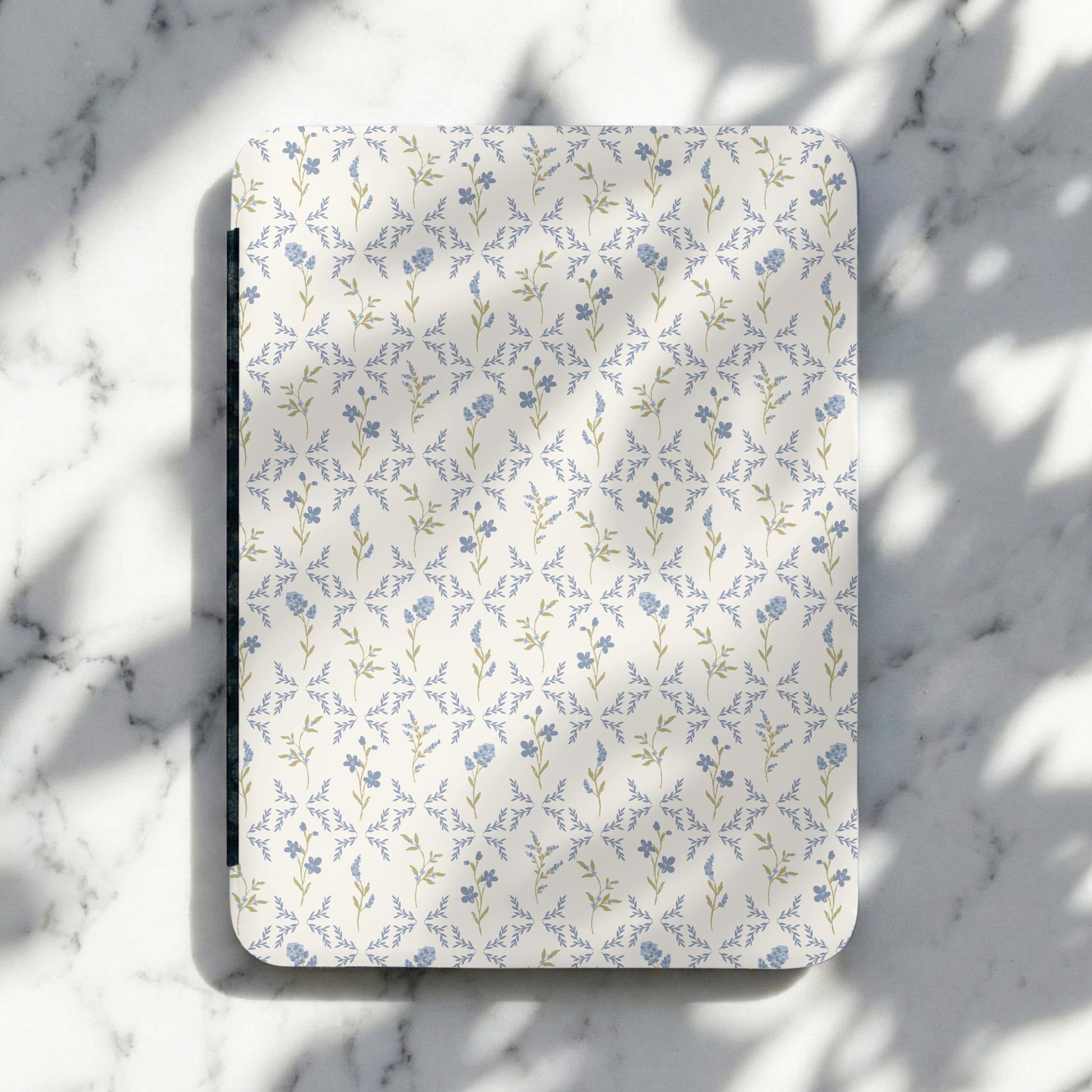 Vintage Blue Floral Pattern Minimalist Design Notebook