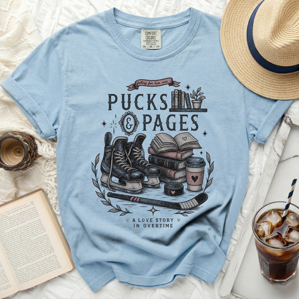 Pucks & Pages Love Story Tee in Chambray