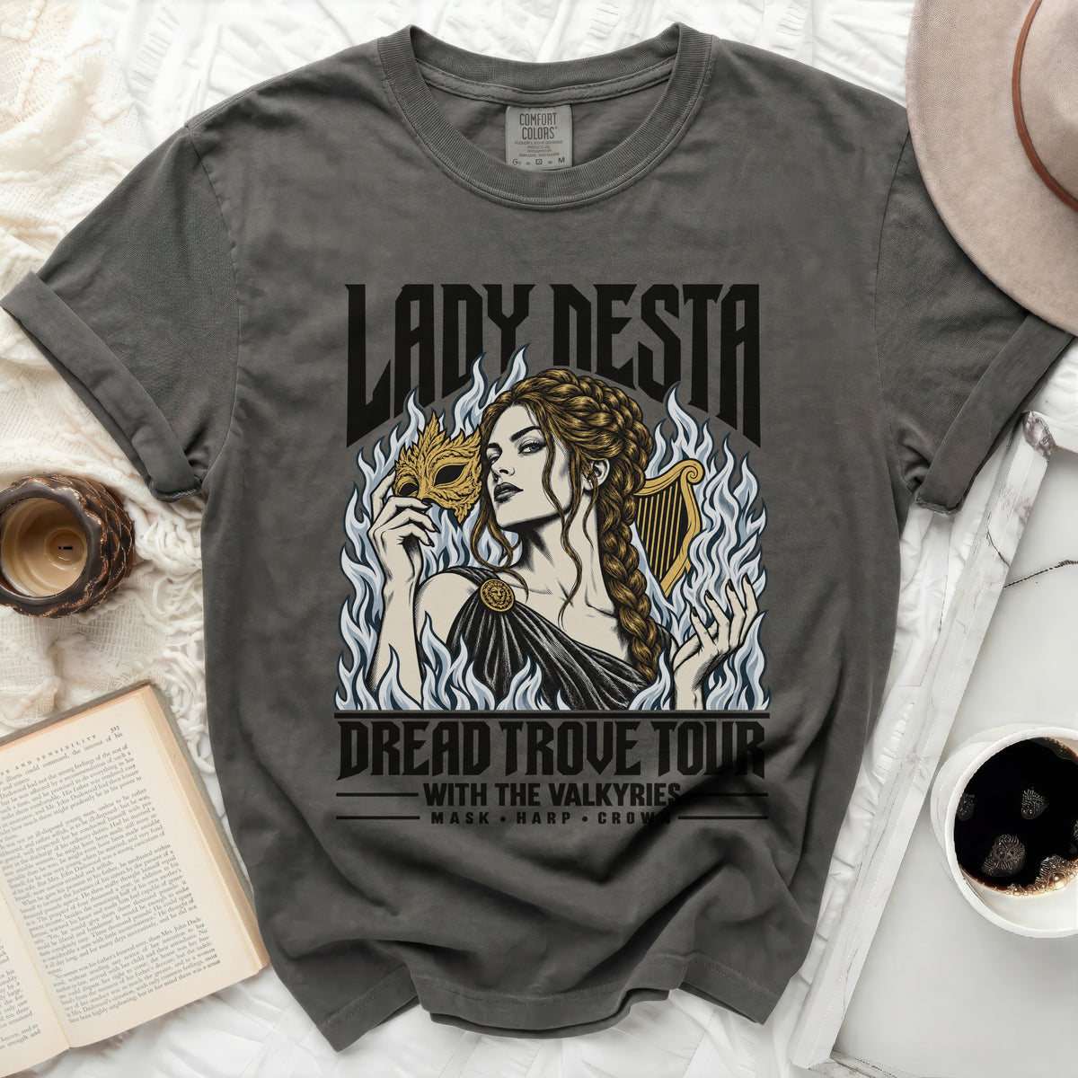 Lady Desta Dread Trove Tour with the Valkyries t-shirt design.