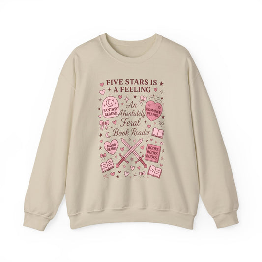 Five Stars Is A Feeling Absolutely Feral Book Reader Sweatshirt - MagicMerchEmporium