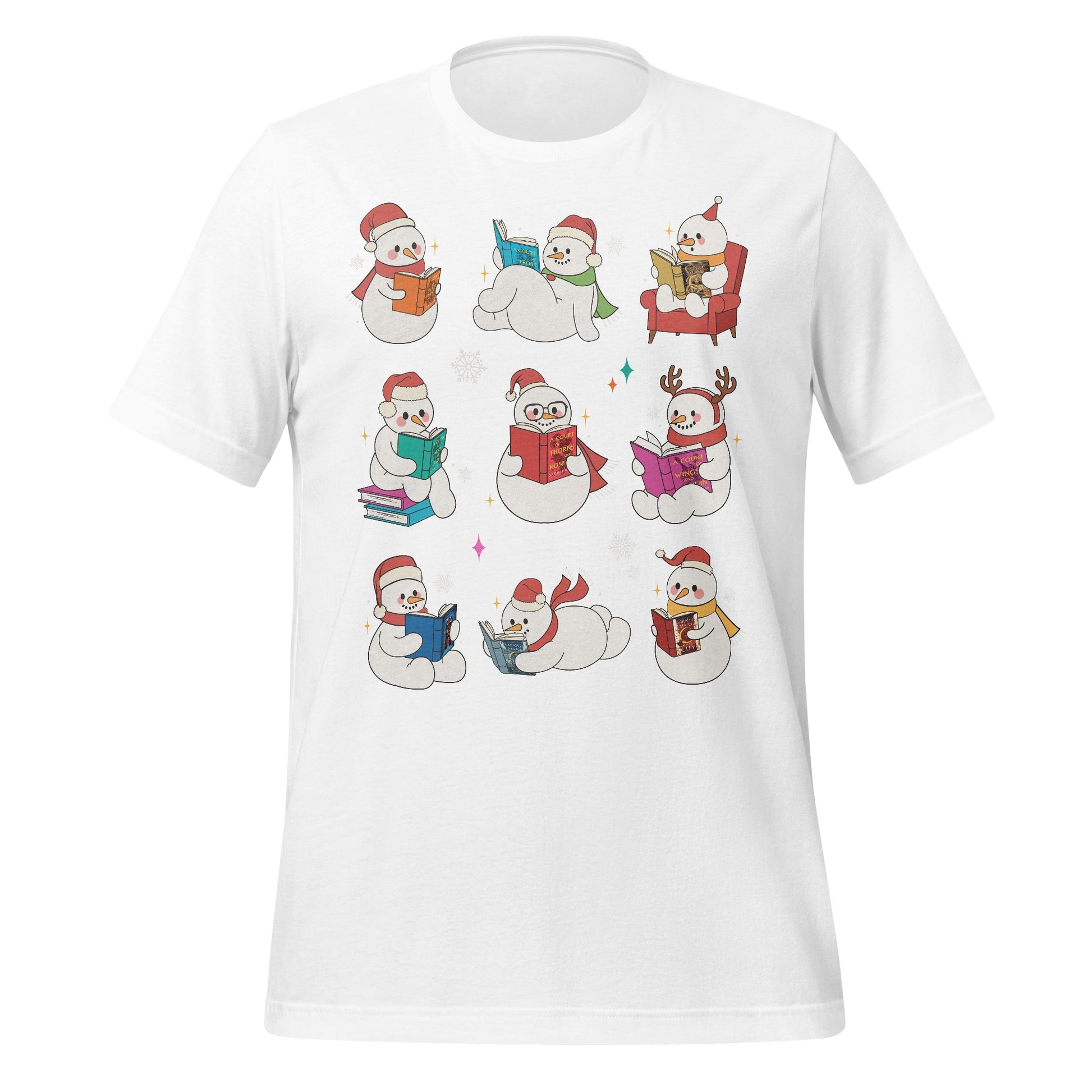 Festive Snowman Reading Books Graphic T-shirt