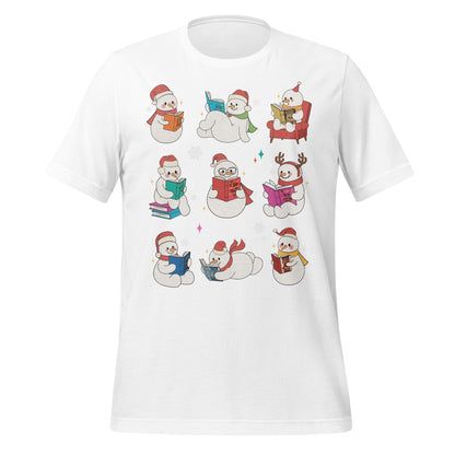 Festive Snowman Reading Books Graphic T-shirt