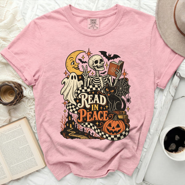 Read In Peace Cat Tee in Blossom