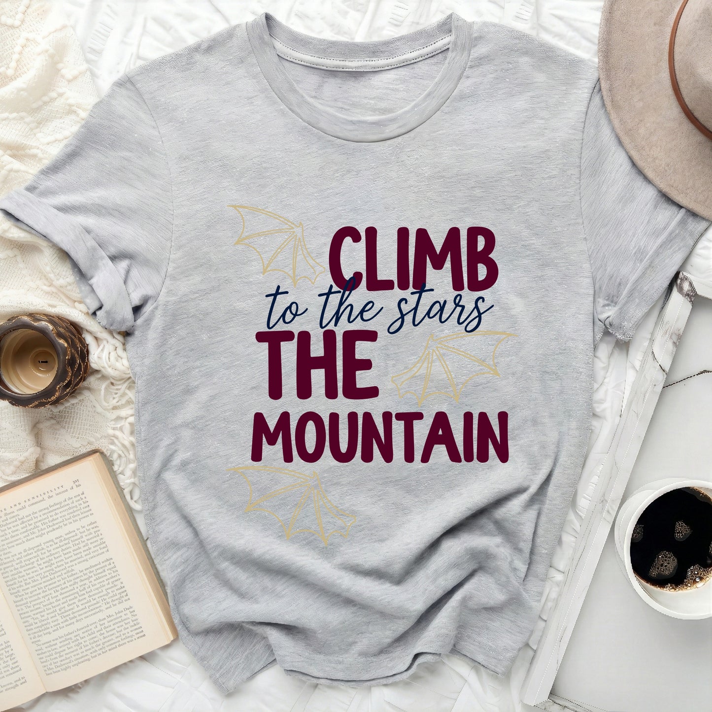 CLIMB to the stars THE MOUNTAIN Gray T-shirt product type
Climb Shirt
Stars Tee
Mountain Apparel
Inspirational Graphic
Adventure T-shirt
Wings Design
Fantasy Inspired
Grey T-shirt
Quote Shirt
Motivation Apparel
Explore Theme
Journey Top
Dream Big
Goal Setter
Sky Theme
Summit Shirt
Unique Graphic
Nature Inspired Tee
Uplifting Message
Graphic Tee