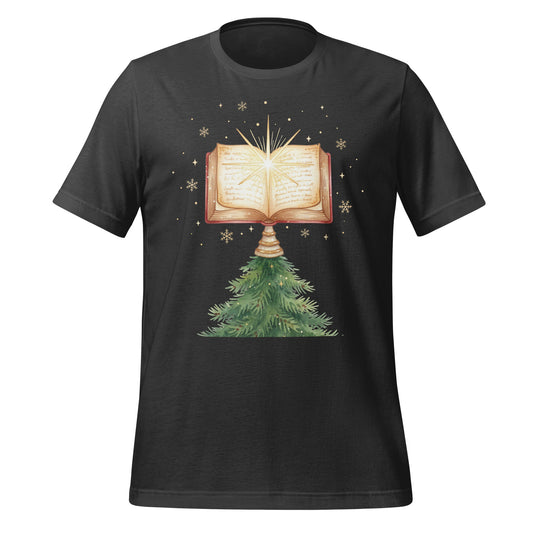 Christmas Tree and Book Graphic T-Shirt