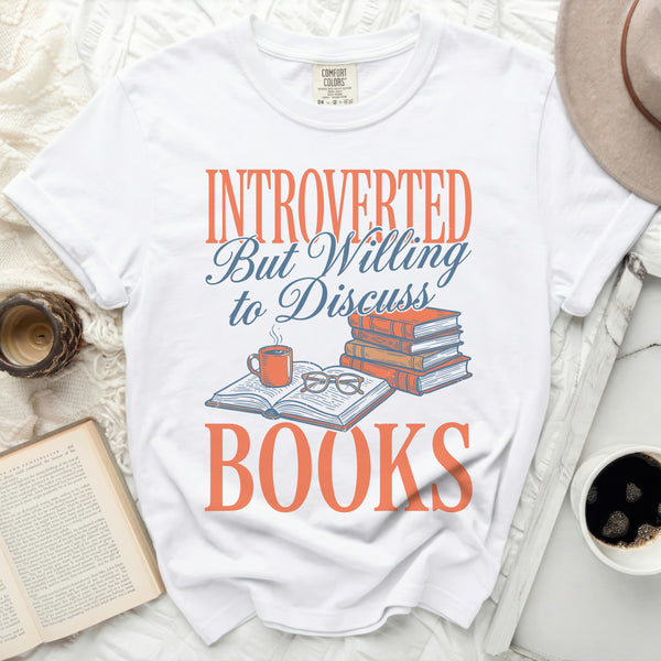 Introverted Book Lover Tee in White