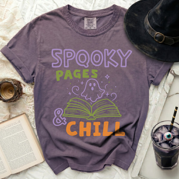 Spooky Pages Tee in Grape