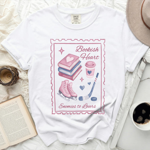 Bookish Heart Enemies to Lovers Tee in White