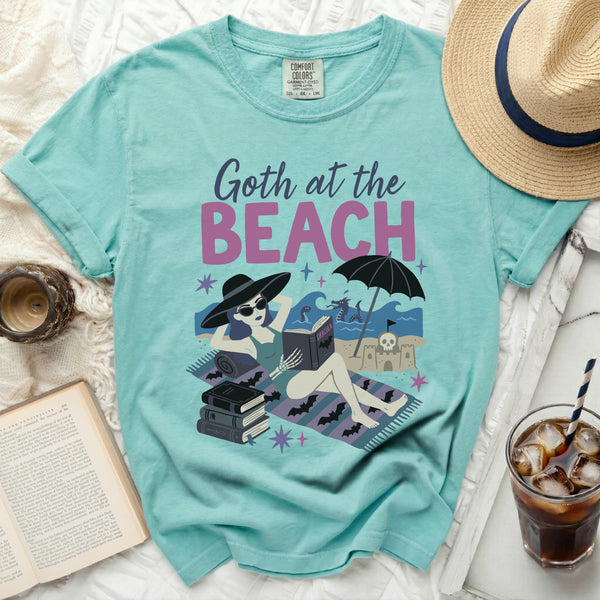 Goth at the Beach Shadows and Sunbeams Tee in Island Reef