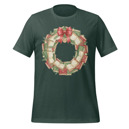 Christmas Wreath with Bow on Green T-shirt