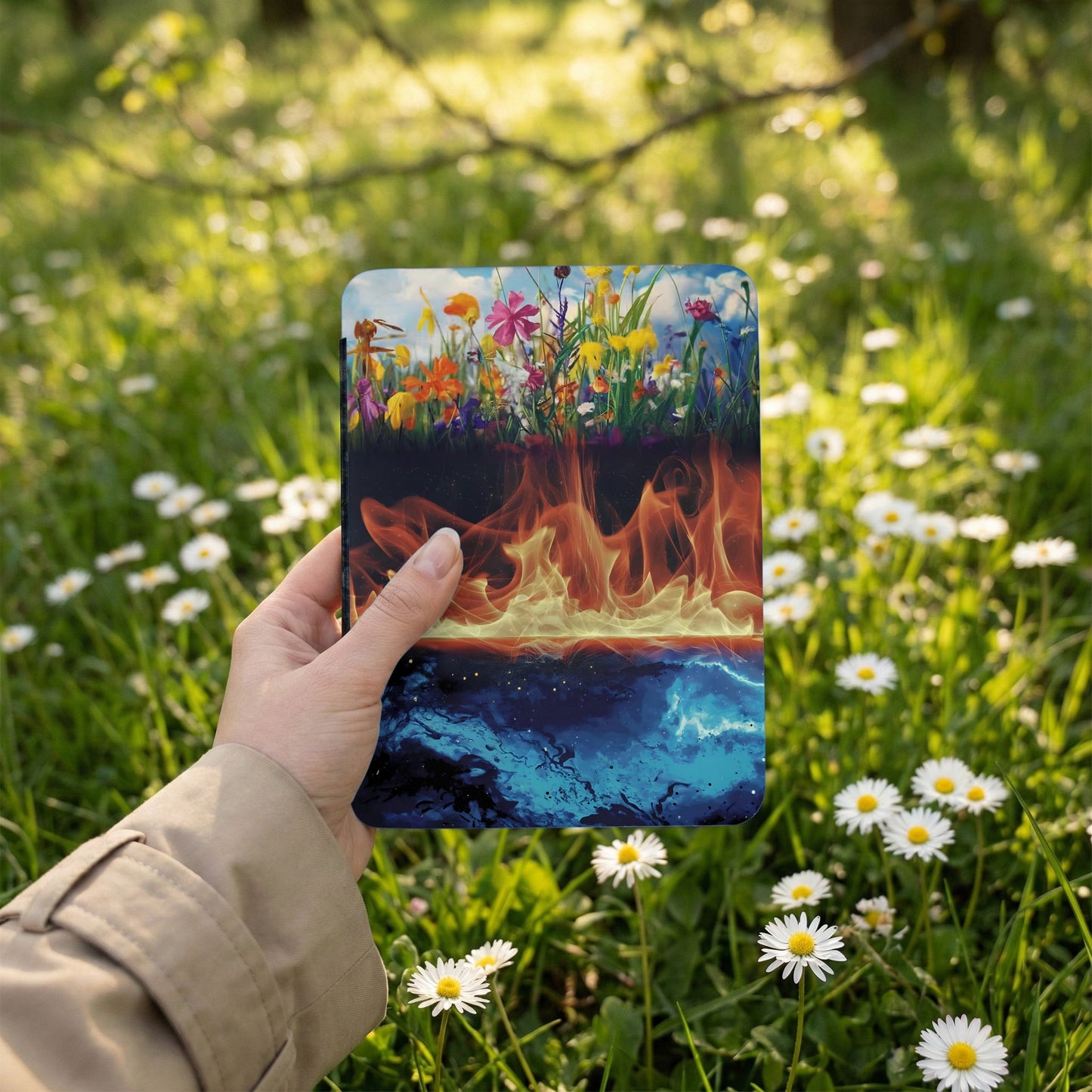 Colorful Wildflowers Fire Blue Water Abstract Design product type