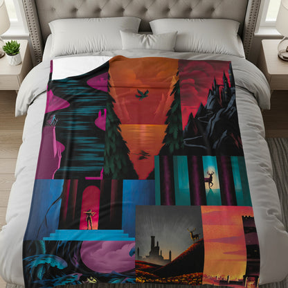 Vibrant abstract art print blanket for stylish bedrooms