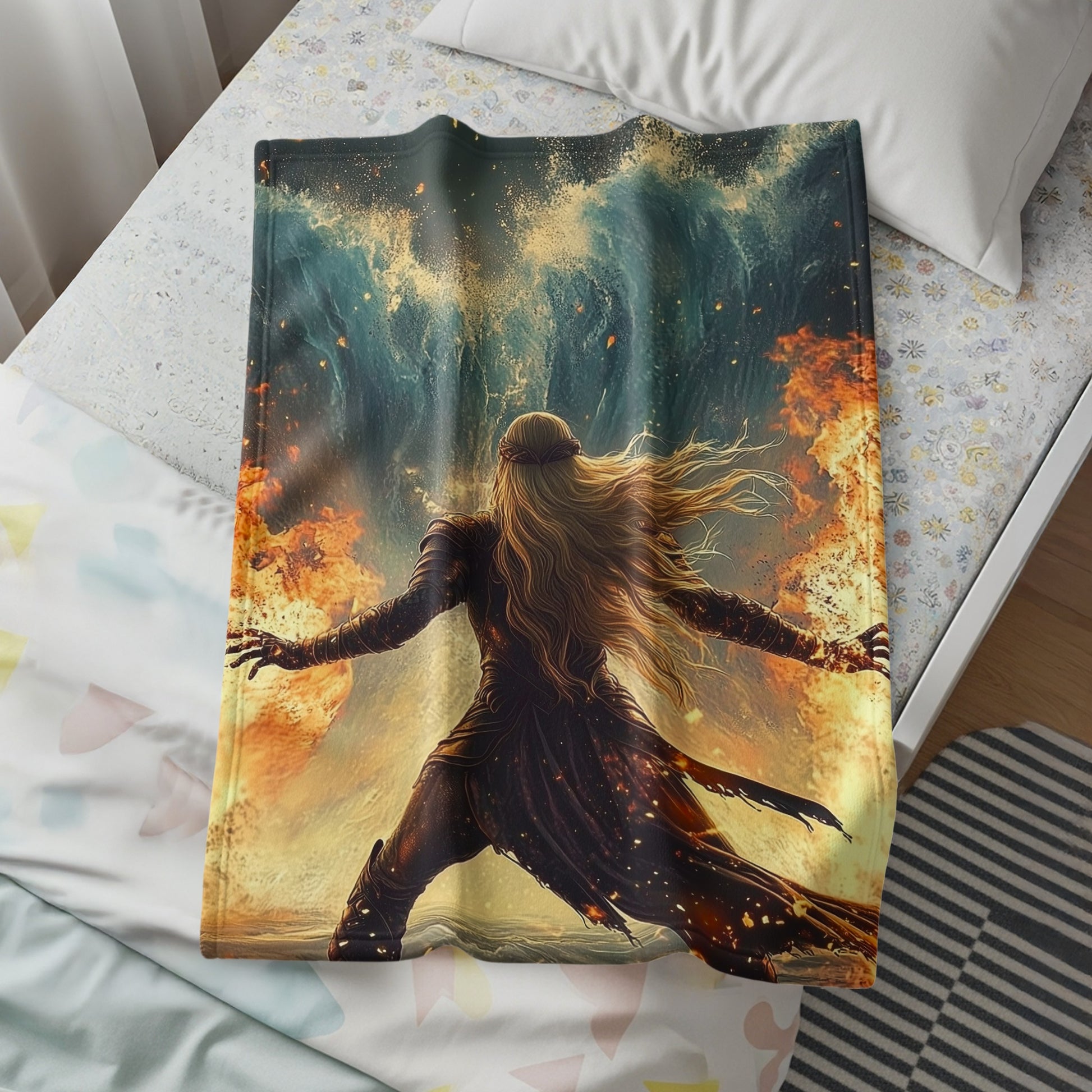 Epic Magic Wielder Fantasy Scene Blanket product