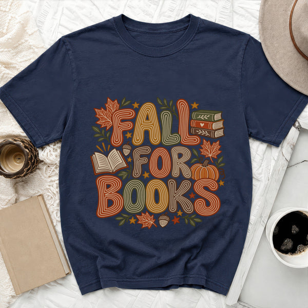 Fall For Books Tee in True Navy