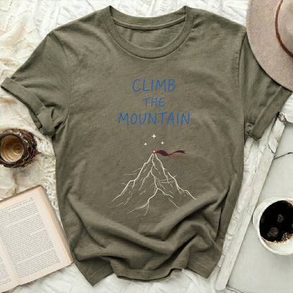 Climb The Mountain Adventure Graphic product type
T-shirt, Mountain design, Climb mountain, Adventure tee, Outdoor graphic, Nature shirt, Peak ascent, Stars print, Journey apparel, Exploration top, Travel clothing, Motivational wear, Inspirational shirt, Green t-shirt, Olive tee, Graphic tee, Unique design, Casual top, Round neck, Short sleeve