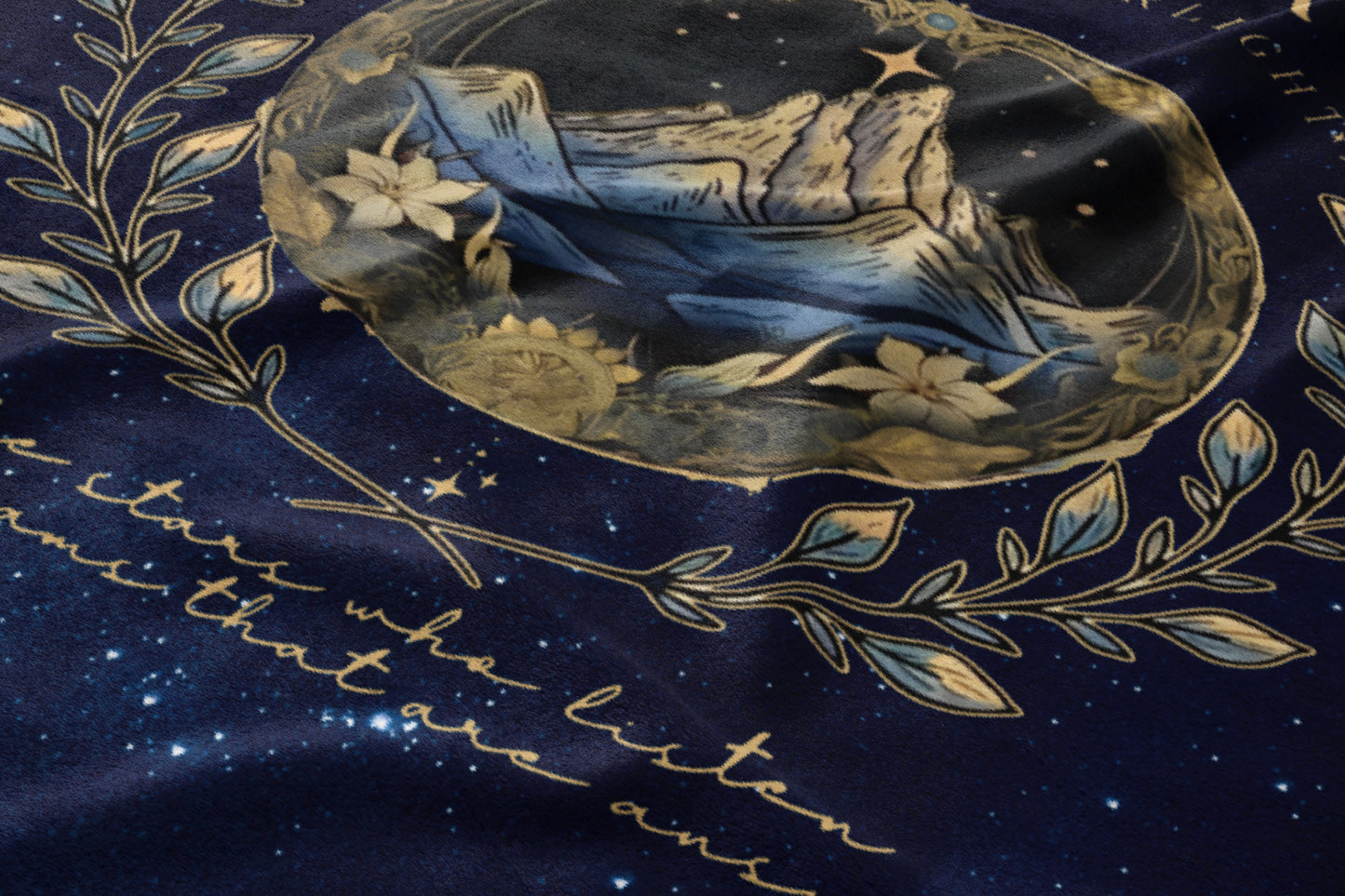 Enchanting Starry Night Mountain Design Tapestry