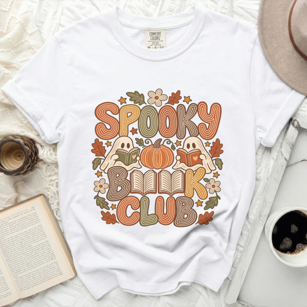 Spooky Book Club Ghost Tee in White