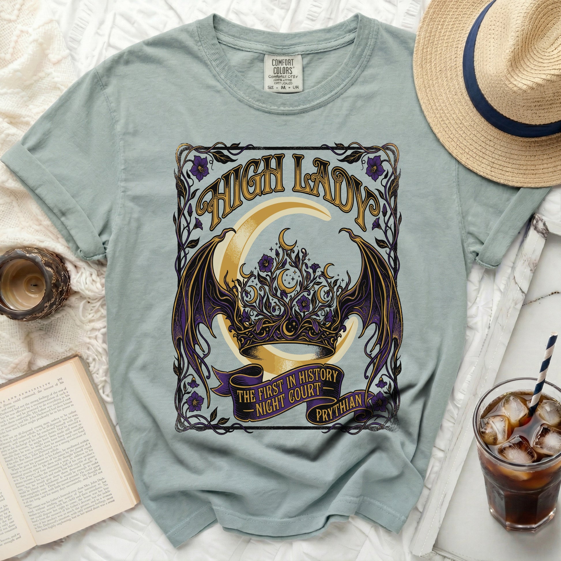 High Lady Night Court Prythian t-shirt with moon and wings design.