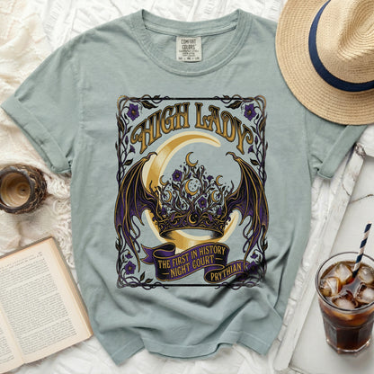High Lady Night Court Prythian t-shirt with moon and wings design.