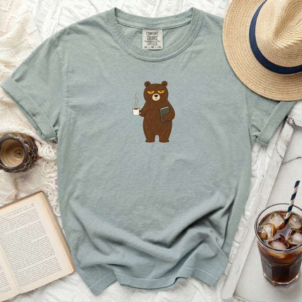 Grumpy Coffee Bear Tee in Bay