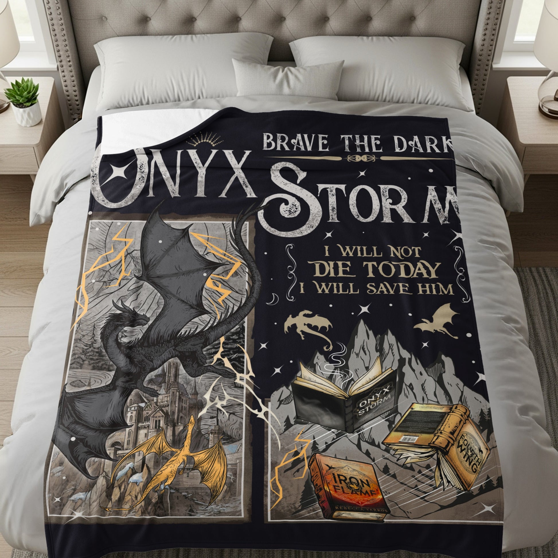 Brave the Dark Onyx Storm I Will Not Die Today Blanket