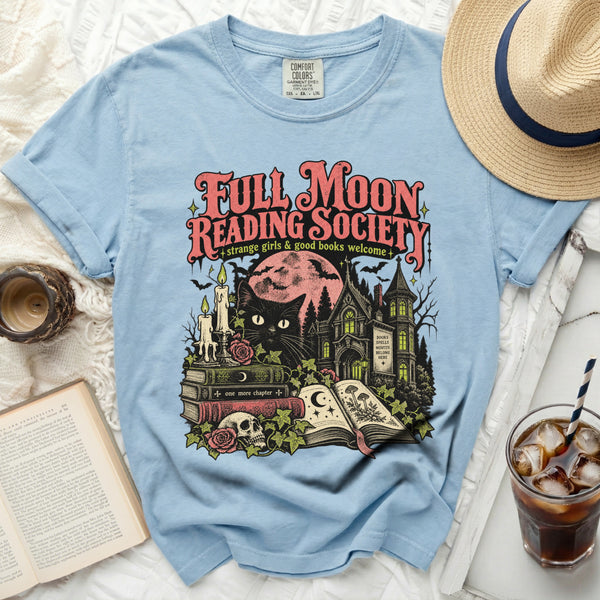 Full Moon Reading Society Tee in Chambray