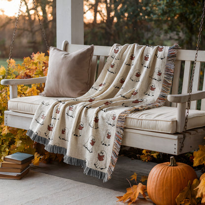 Cute Ghost Pattern Woven Throw Blanket
