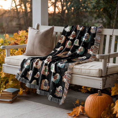 ACOTAR Ghost Reading Woven Throw Blanket