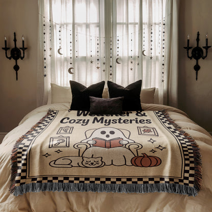 Sweater Weather & Cozy Mysteries Woven Blanket