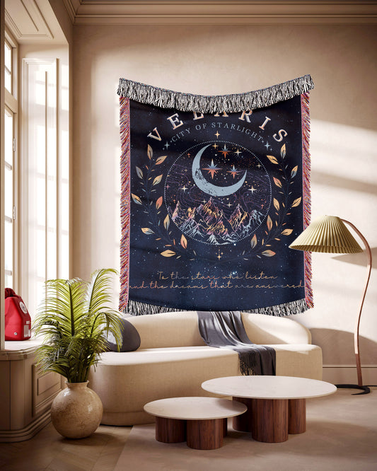 🌌 Velaris "City of Starlight" Woven Throw Blanket – A Magical Fandom Favorite 🌙